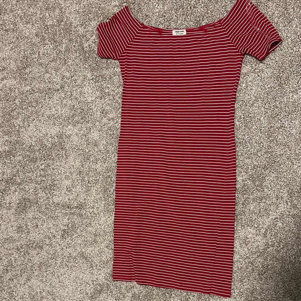 Heart & Hips Red and White Striped Mini Dress